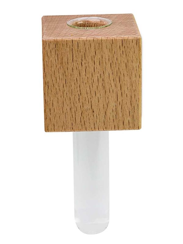 MINI VASO IN VETRO CON BASE IN LEGNO E CALAMITA